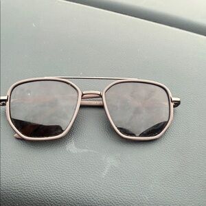 Square Aviator Sunglasses in Gunmetal with Dark Lenses